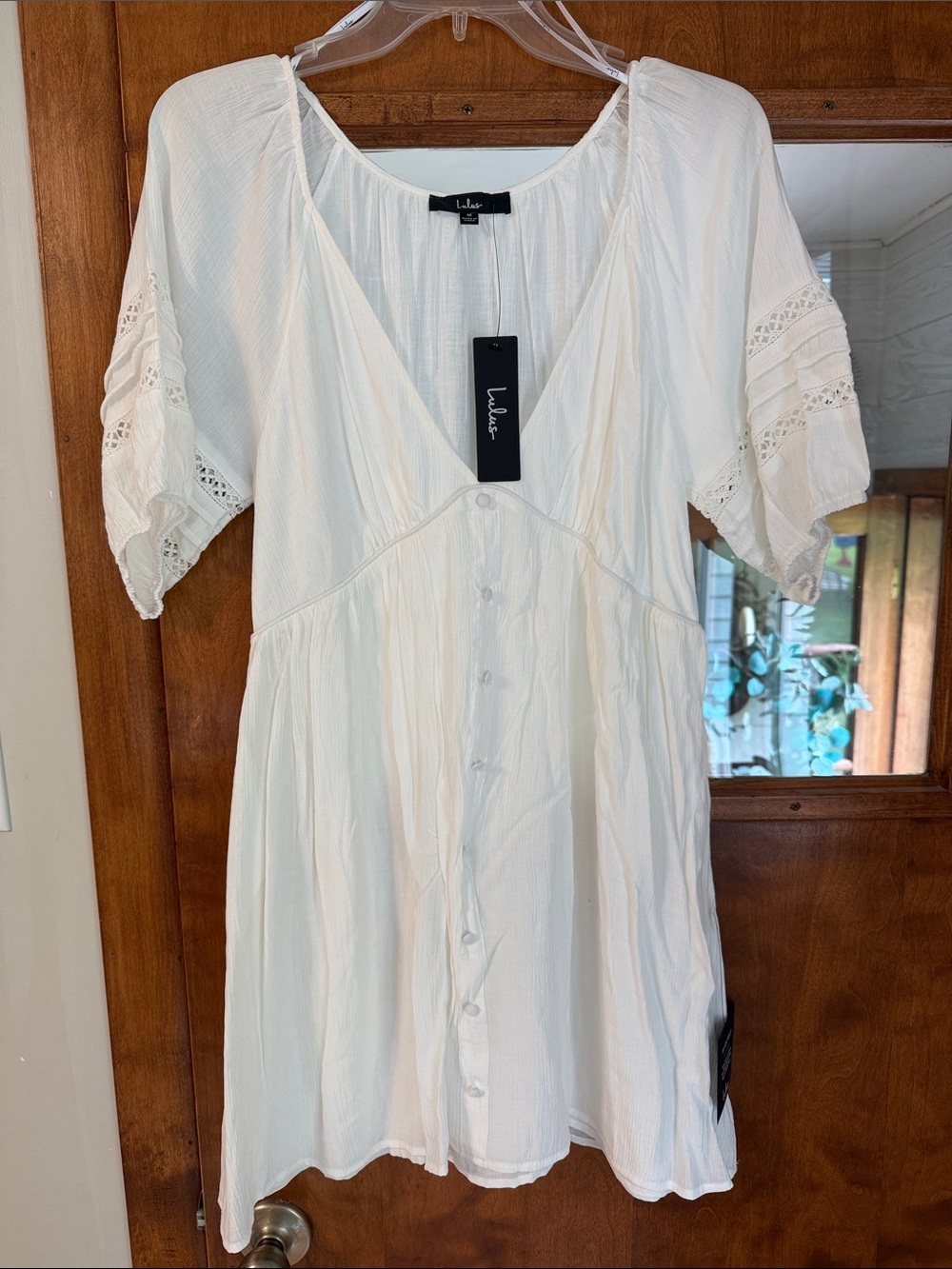 Lulu's Cream Button-Front Babydoll Dress